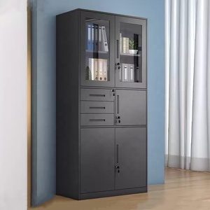 Armoire de classement en acier de grande capacité avec porte vitrée supérieure, 3 tiroirs latéraux et coffre-fort pour usage commercial et bureautique - Product Image 6