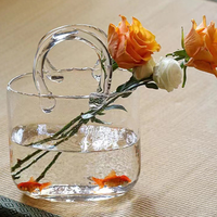 Petit vase à fleurs en verre hydroponique de luxe pour la décoration intérieure moderne Vase de sol en cristal borosilicate nordique de couleur claire en forme de sac à main
