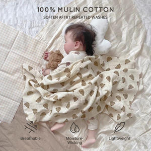 Couverture <span class=keywords><strong>de</strong></span> soin pour <span class=keywords><strong>bébé</strong></span>, couverture d'allaitement, coton imprimé doux, coton biologique, serviettes enveloppantes pour <span class=keywords><strong>bébé</strong></span>, couvertures en mousseline à 2 couches pour bébés - Product Image 2