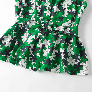 Gonna a collo a V stampata a pois blusa con chiusura in vita e Top in seta con fiocco sottile con stampa camicia da donna in seta - Product Image 4