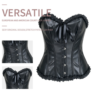 Fajas Colombianas en gros pour femmes, corset en cuir PU à lacets, style rétro palais, forte compression abdominale, vêtement extérieur amincissant - Product Image 1