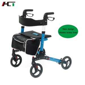 Wholesale <strong>Adults</strong> Rollator <strong>Walker</strong> Helper Folding Aluminium 4 Wheel Rollator <strong>Walker</strong> <strong>With</strong> <strong>Seat</strong> - Product Image 2