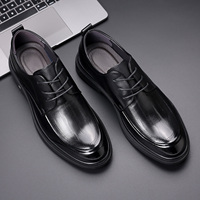 Chaussures en cuir pour hommes 2026 – Nouvelle collection printemps – Style britannique décontracté et habillé pour le quotidien – Noir à lacets en cuir véritable