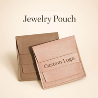 Pochette de rangement pour bijoux en cuir PU avec logo personnalisé, sac enveloppe de luxe de haute qualité, design carré 8*8cm, emballage portable pour bijoux