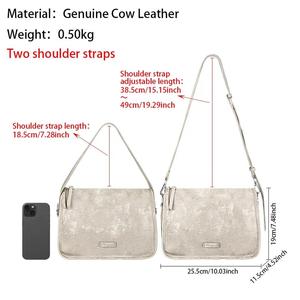 Sac à bandoulière en cuir véritable AndoBag, sac à main décontracté grande capacité, bandoulière réglable 1724 - Product Image 2