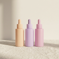 Flacon compte-gouttes en verre de 40 ml, flacons cosmétiques roses, flacons compte-gouttes pour huiles essentielles en violet mat et jaune pour l'emballage cosmétique