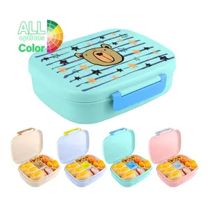 Custom Bento lunch Box PP 5 Compartment Type Food Container Fancy Dishwasher Safe Plastic Lunch Box for Food Kids