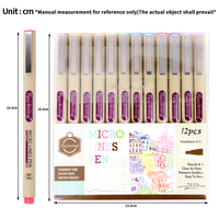 Ensemble de stylos techniques Keep Smiling 12 couleurs 0,5 mm, stylos à micro-lignes colorés de haute qualité pour l'illustration, le dessin et le traçage de lignes