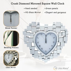 Anti-Droping Package WXMC-18 Modern <strong>Silver</strong> Decorative Heart-shaped Mirrored <strong>Clock</strong> - Product Image 6
