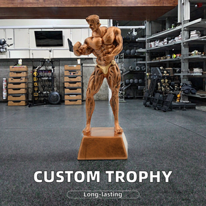 Grande figurine de musculation personnalisable Trophée d'artisanat en résine pour les souvenirs de musculation et les récompenses de style artificiel - Product Image 2