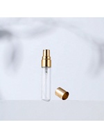 Botol Parfum Isi Ulang Kaca Bening Portabel 2ml/3ml/5ml/10ml dengan Atomizer Aluminium Bentuk Silinder Semprot Emas Sablon Sutra