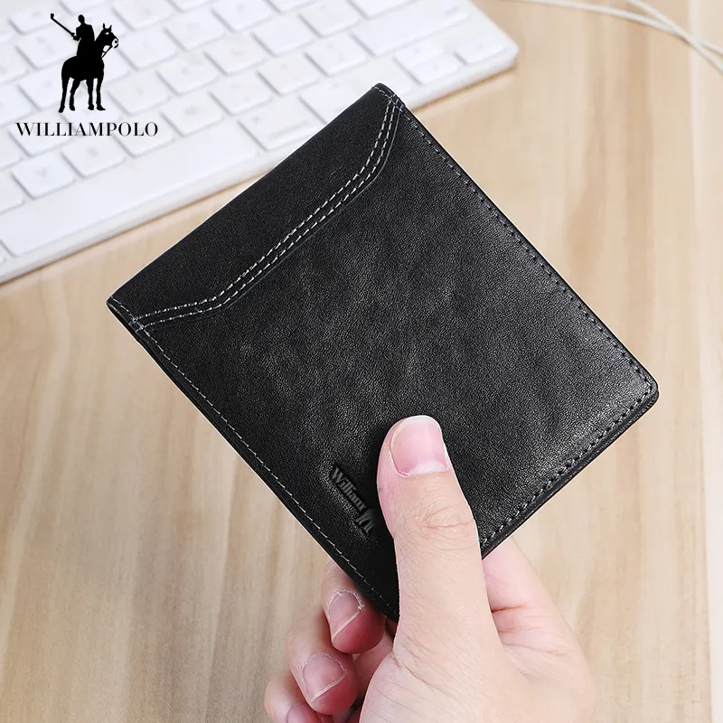 WILLIAMPOLO — portefeuille ultra-fin en cuir pour hommes, version coréenne, tendance, multi-fonction, en croix