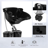 Fabricant de mobilier de salon : Bac à shampoing portable double avec pompe à eau, mobile, pour salon de coiffure