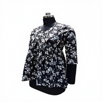Nouvelle robe courte Kurti vintage à manches 3/4, motif floral, style Jaipur, en coton imprimé à la main, simple et décontractée, excellent prix