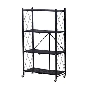 Foldable Warehouse Storage Holders Metal Microwave Oven Shelf Stand Kitchen Appliances folding Storage Rack Cabinet