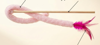 Jouet pour chat : Baguette à chatouiller longue avec clochette et plumes pour le jeu des chats