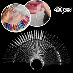 40/50pcs pack Stiletto Faux ongles Display Tips Clear Nature Chart Fan UV Gel Polish Swatch Shows Palette Practice Manicure Tools