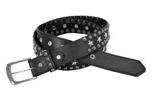 Custom Genuine Leather Star Studded <b>Belt</b> <b>Black</b> Star <b>Stud</b> Detail Custom Buckle Private Label OEM/ODM Wholesale Punk Street Style - Product Image 3