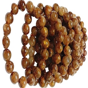 Rame naturale Rutilato perle di forma Rotonda Liscia braccialetto della pietra preziosa - Product Image 2