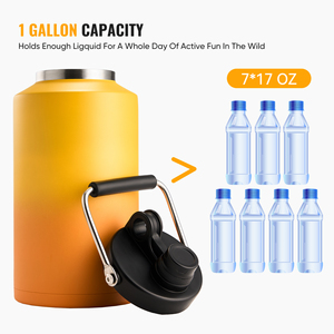 Bouteille isotherme de 1 gallon à dégradé de couleurs, double paroi sous vide en acier inoxydable, bouche extra large, poignée portable, garde au froid 48H - Product Image 5