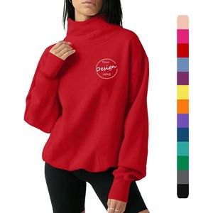 Sudadera holgada con hombros descubiertos y diamantes de imitación personalizada para mujer, Sudadera de cuello grueso de algodón 100, novedad de otoño - Product Image 1
