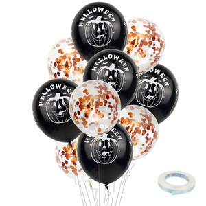 Halloween Balloon 12 Inch Pumpkin Blood Handprint Sequin Confetti Balloon Halloween Party Supplies - Product Image 2