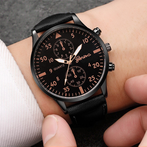 Luxury Quartz Men's Fashion Watch with Waterproof Dial Display Business-Style Leather Band Crystal <b>Window</b> Gift for Him - Product Image 1