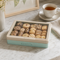 Boîte à biscuits rectangulaire personnalisée avec fenêtre transparente pour l'emballage de biscuits, chocolats et bonbons, conteneur cadeau de luxe en fer blanc