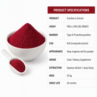 Extrait de canneberge en vrac LCHBIO 25% PACs DMAC soluble dans l'eau, poudre de boisson fonctionnelle naturelle pour la santé des voies urinaires féminines