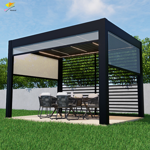 Hanrui Ce Certifié Smart Automatique Motorisé Intimité Zip Screen Roller Stores Louvre pour l'Extérieur Bioclimatique Pergolas en Aluminium - Product Image 1
