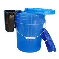 Nouvel Arrivage Seau de Lavage Auto 5 Gallons avec Couvercles Gamma et Poignée, Seau de Détail en Plastique avec Kit de Nettoyage et Outils de Lavage