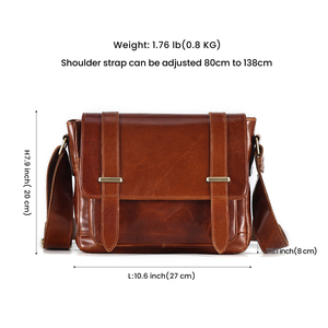 Sac bandoulière vintage de luxe en cuir véritable pour <span class=keywords><strong>homme</strong></span>, sacoche décontractée et élégante avec logo personnalisé et sangle d'épaule - Product Image 5
