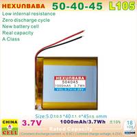 3.7V 1000mAh 504045 2 kabel baterai Li-ion Lithium polimer isi ulang untuk GPS MP5 MP3 MP4 pena perekam L105