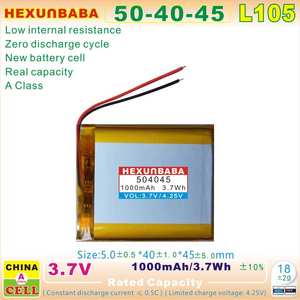 3.7V 1000Mah 504045 <span class=keywords><strong>2</strong></span> Draden Oplaadbare Polymeer Lithium Ion Li-Ion Batterij Voor Gps Mp5 Mp3 Mp4 Record Pen L105 - Product Image 4