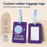 Etiqueta de Equipaje de PVC Suave Personalizada OEM, Impermeable, para Maletas, con Porta Identificación, Regalo Promocional