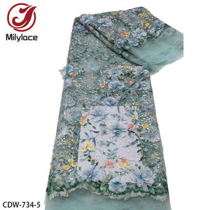 Strass da sposa 3D fiore <span class=keywords><strong>ricamato</strong></span> <span class=keywords><strong>Tulle</strong></span> tessuto di pizzo <span class=keywords><strong>per</strong></span> abito da sposa - Product Image 2