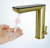 Robinet automatique sans contact en cuivre gris contemporain avec mélangeur d'eau chaude/froide pour salle de bain et chambre à coucher