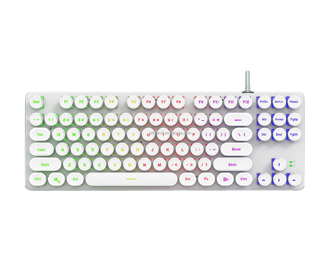 Customized Retro Typewriter Style RGB Backlit 87-Key Ergonomic Mechanical Gaming Keyboard