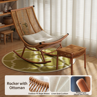NOUVEAU Fauteuil à bascule en forme de lune pour adulte, chaise inclinable en rotin pour la maison, la détente, le balcon, le jardin, la terrasse, l'extérieur