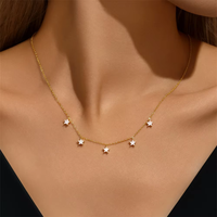 Vente en gros mini étoile lune pendentif fille femmes chaîne à maillons fins tour de cou 5A cz 925 collier de délicatesse en argent