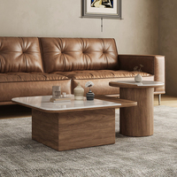 Table basse moderne en marbre pour salon, style Wabi-sabi haut de gamme, table basse design en bois de noyer, ensemble de tables basses carrées