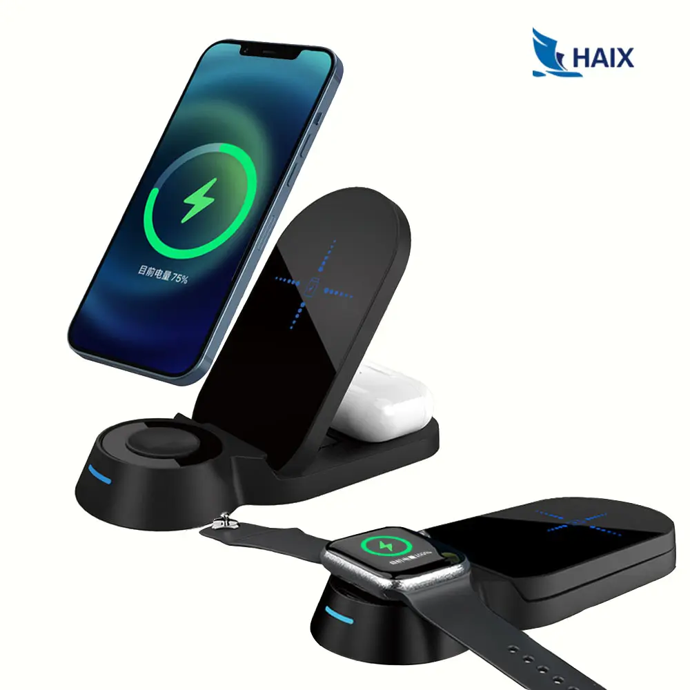 2022 Trending Products 3 in 1 Wireless charger H22 Digital Clock Qi Fast Stand Dock Station For IPhone iwatch airpods