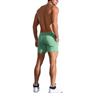 Men's Black Solid Color Front Logo Drawstring Mid Waist Casual Shorts Quick Dry Knitted Breathable 100% Cotton Made Bangladesh - Product Image 4