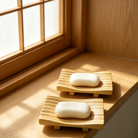 Plateau à Savon en Résine Effet Bois Luxe, Support de Rangement et Présentoir pour Comptoir de Salle de Bain