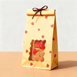 ถุงกระดาษคราฟท์แบบย่อยสลายได้เอง พิมพ์โลโก้ได้ตามต้องการ กันความชื้น ปิดผนึกด้วยความร้อน เป็นมิตรกับสิ่งแวดล้อม ทนทาน พร้อมริบบิ้น สำหรับใส่ขนมปังและอาหารแบบนำกลับบ้าน - Product Image 1