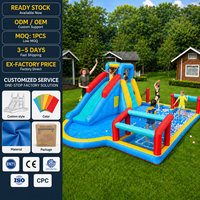 Château Gonflable Oxford pour Enfants avec Piscine et Toboggan Aquatique, Maison de Rebond pour Fêtes en Jardin, Location de Structures Gonflables Combo Castillo Inflable