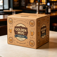 Boîte à bière en carton ondulé imperméable personnalisée de qualité supérieure, imprimée en offset, avec motif de tasse dorée, pour bière Amber, production 72H, emballage cadeau