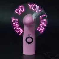 Nuovo Mini portatile a portata di mano batteria con messaggio personalizzato batteria potente Fan Party Favor Led Glow Light up messaggio Fan