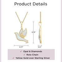 Collier pendentif colombe opale blanche personnalisée bijoux en argent sterling 925 en zircon opale sainte colombe