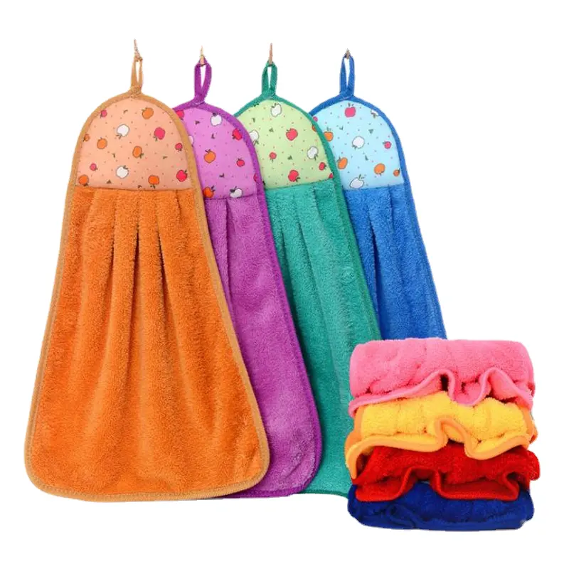 Wholesale cartoon coral velvet towels can be hung thickened cheap children cleaning cloth for kitchen